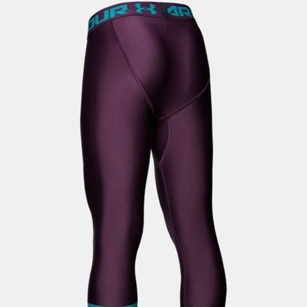 0357 NEW Under Armour Leggings Kinetic Purple Three-Quarter Leggings - Picture 4 of 12